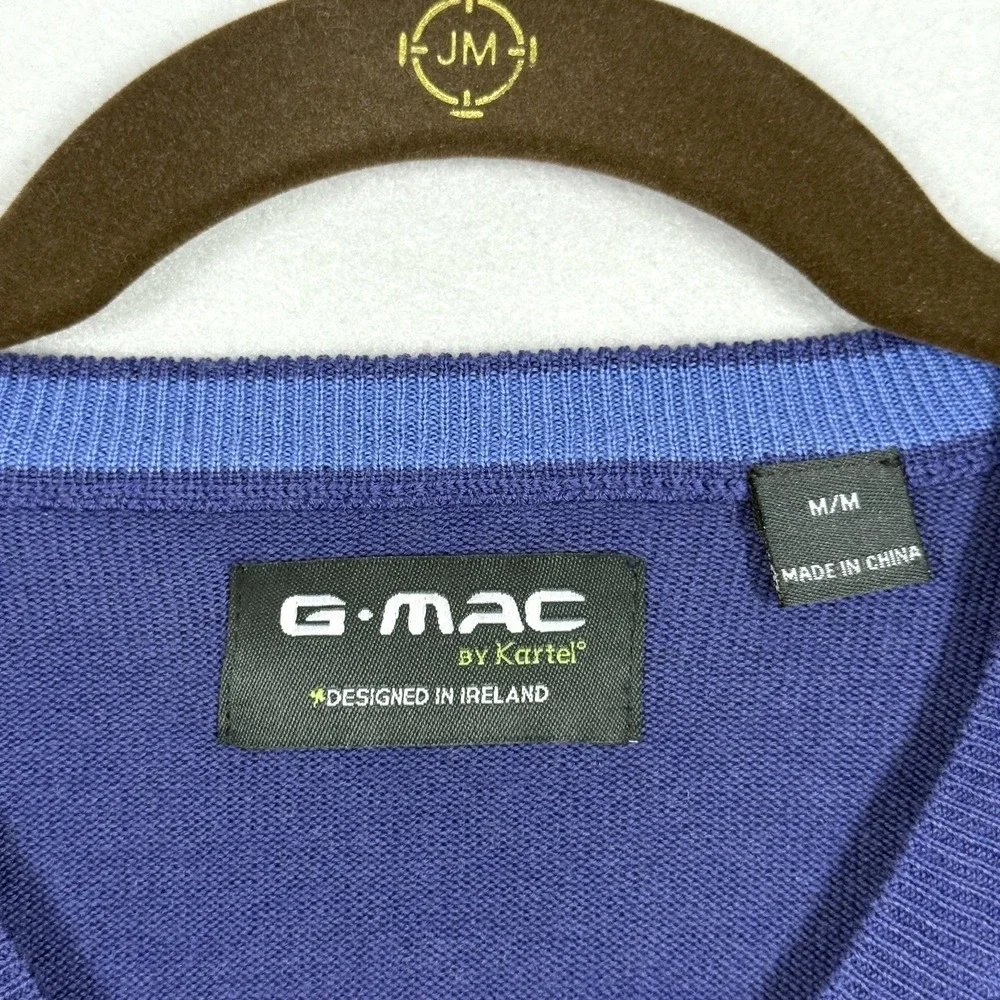 G MAC by Kartel Sweater Mens Medium Wool V Neck Pullover‎ Ireland Dromoland Golf - Picture 5 of 12